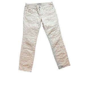 Free People Skinny Jeans Embossed Damask Cream ivory 29